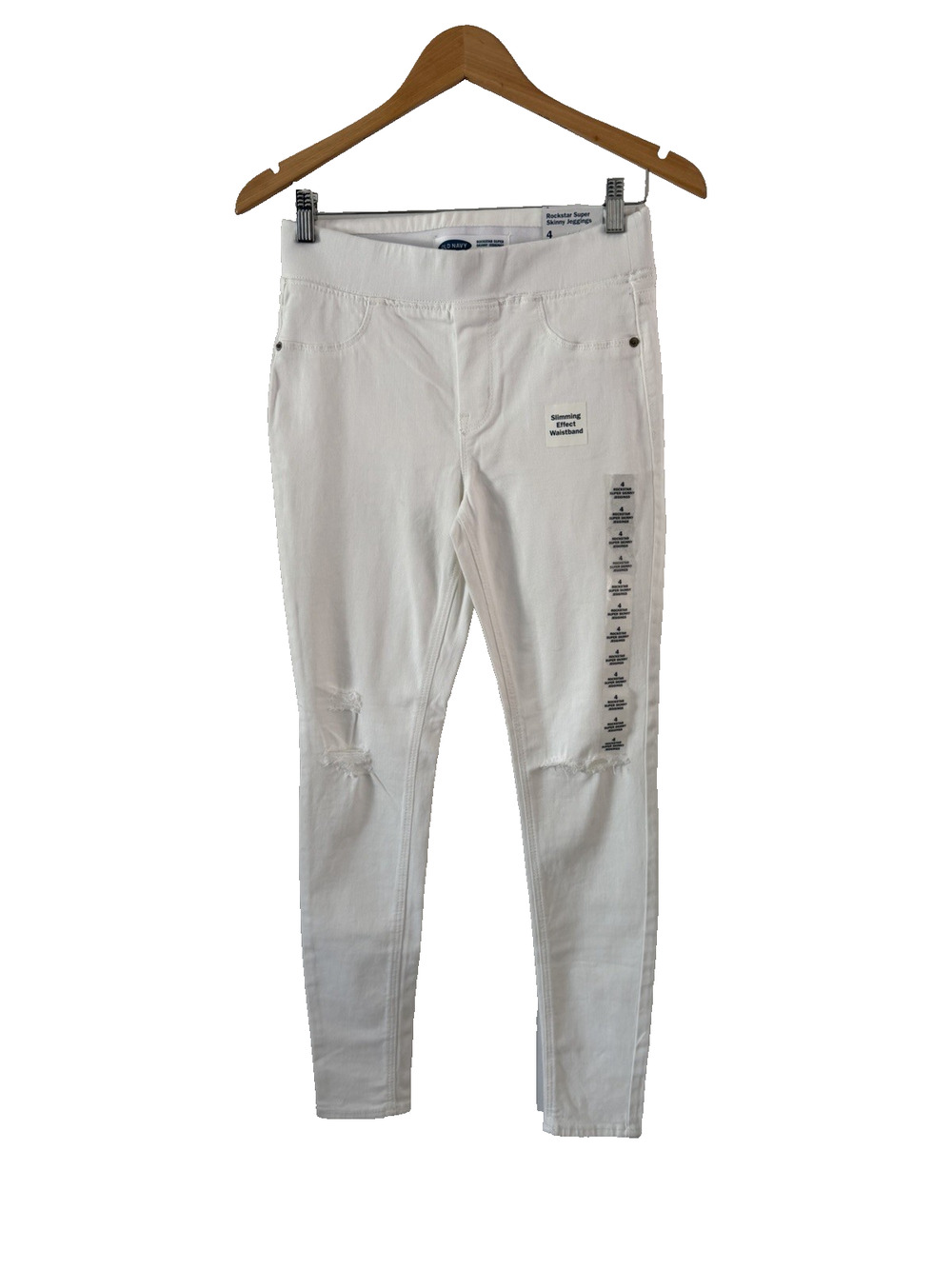 Old Navy Mid-Rise Slimming-Effect Waistband Rockstar Jeggings Womens 4 White NEW